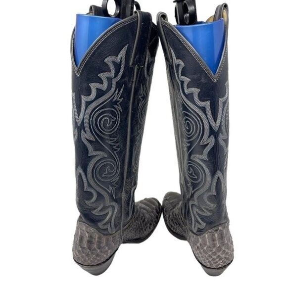 Justin hand made cowgirl boots 4B black and gray viper sopythana skin high - Picture 5 of 8